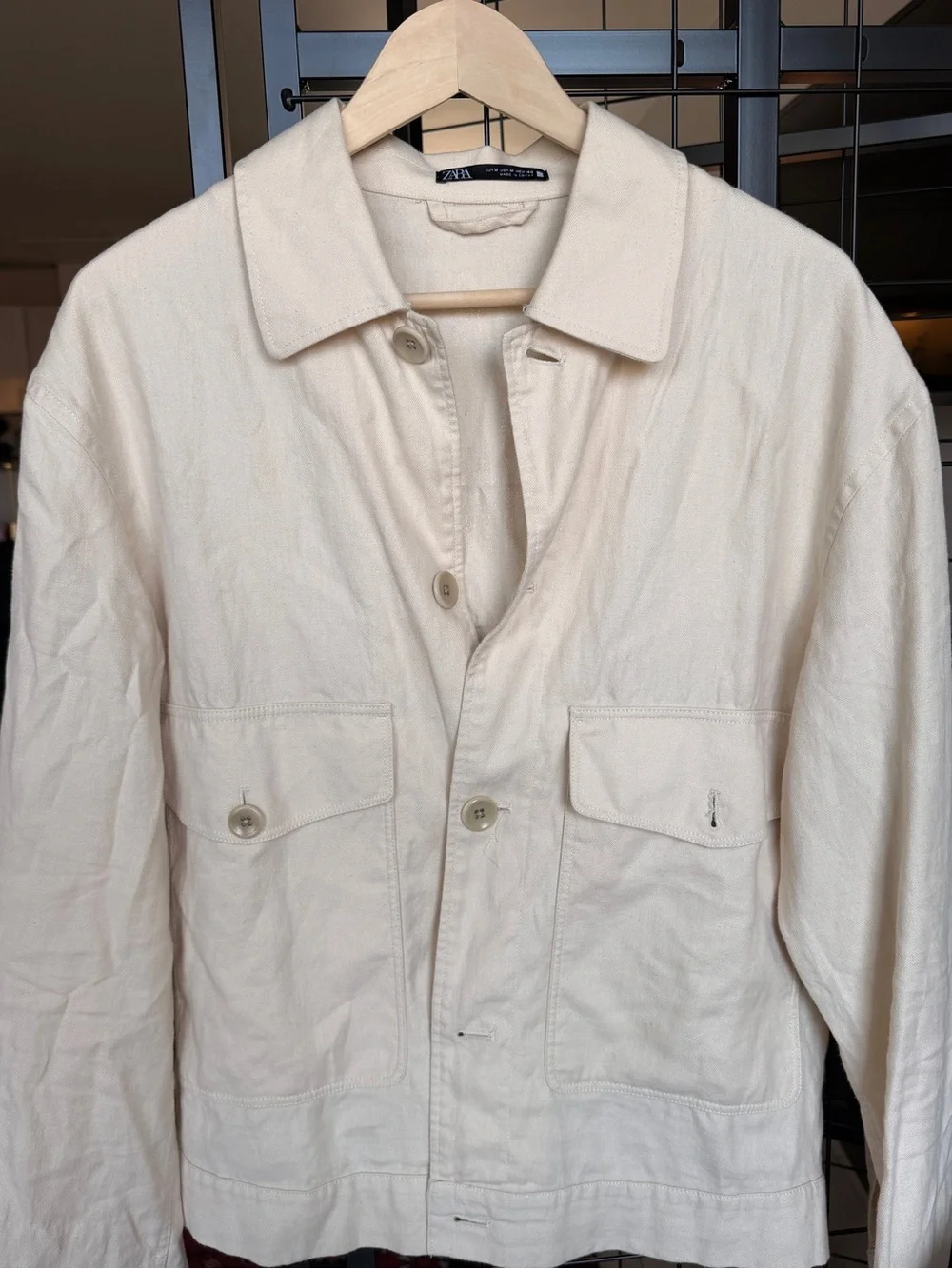 Zara Men's Off-White Canvas Shirt Jacket - worn less the 5x